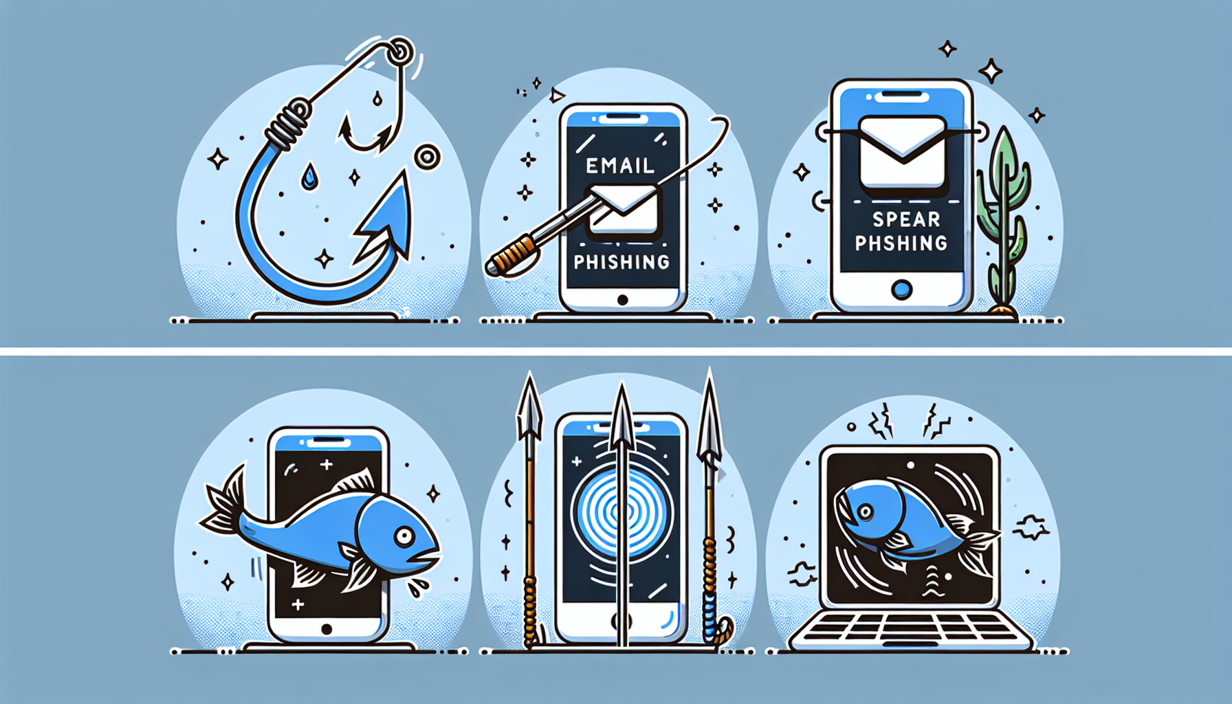 Illustration of different types of phishing techniques